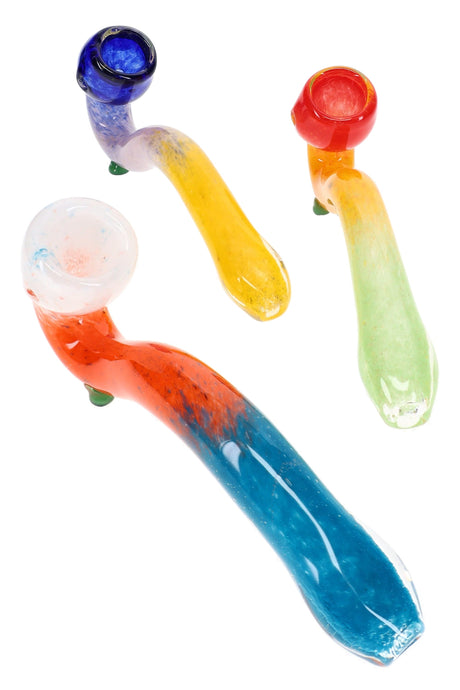 Tricolor Frit Glass Sherlock Pipe Prism Puff 7 inch alternate view
