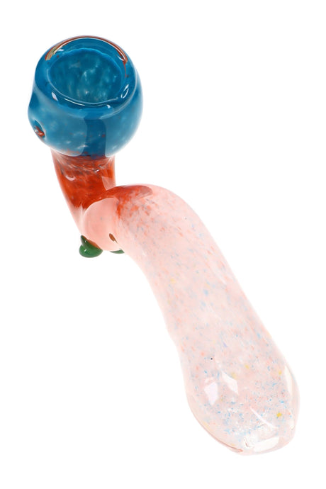 Tricolor Frit Glass Sherlock Pipe Prism Puff 7 inch