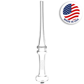 Phoenix Rising Double Ring Glass Dab Straw, 7.75" Clear, Front View with USA Flag