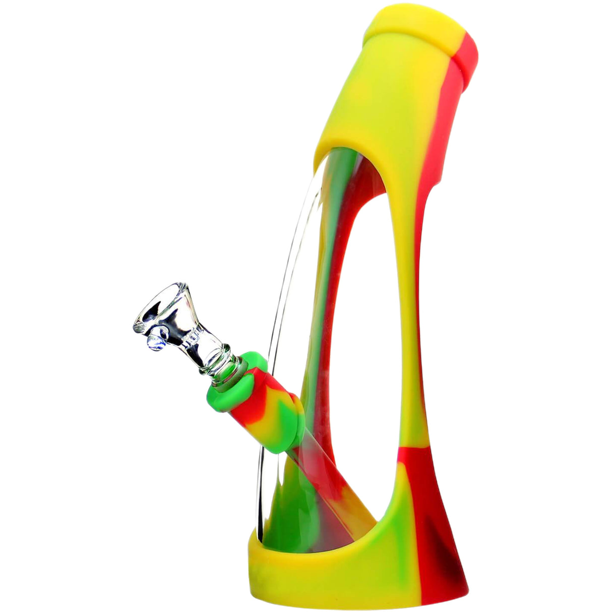 PILOT DIARY 8.6" Silicone-Glass Horn Bong w/ Colorful Sleeve & Glass Bowl