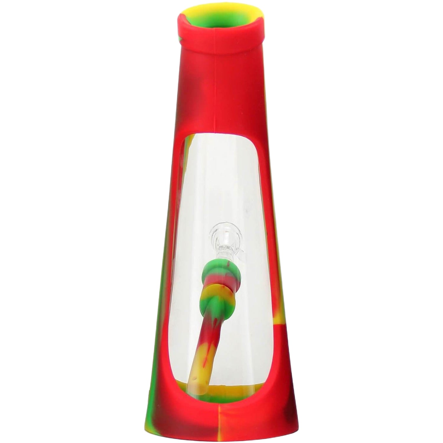 PILOT DIARY 8.6" Silicone-Glass Horn Bong w/ Colorful Sleeve & Glass Bowl