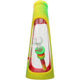 PILOT DIARY 8.6" Silicone-Glass Horn Bong w/ Colorful Sleeve & Glass Bowl