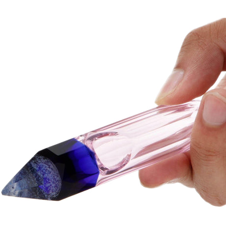 PILOT DIARY Elegant Crystal Hand Pipe 4.5" - Borosilicate Glass in Assorted Gem Colors
