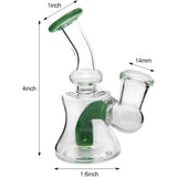 PILOT DIARY Mini Dab Rig 4" - Compact Borosilicate Glass with 14mm Connection, Green