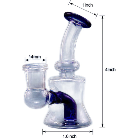 PILOT DIARY Mini Rig 4" Oriental Blue Borosilicate Glass Dab Rig with 14mm Connection