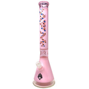 AFM 18" Max Beaker Pink Glass Bong with Showerhead Perc, Front View on White Background