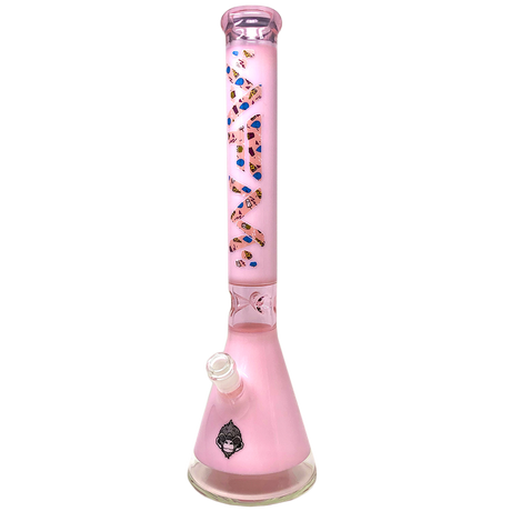 AFM 18" Max Beaker Pink Glass Bong with Showerhead Perc, Front View on White Background