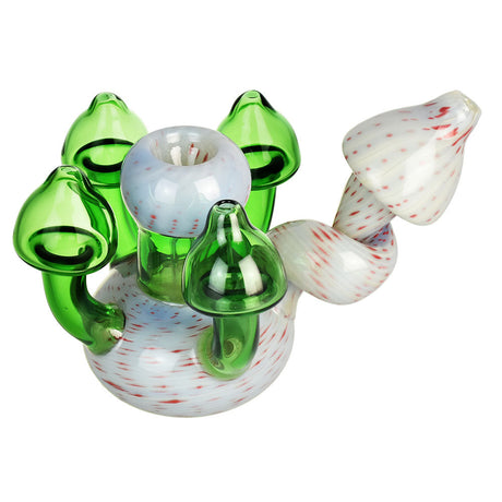 Corkscrew Shroom Bubbler Pipe, 6.5", Borosilicate Glass, Colored Mushroom Design, Top View