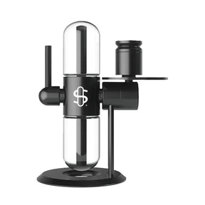 Stündenglass Kompact Infuser Water Pipe in Black, Front View, with Quartz Bucket and Ceramic Insert