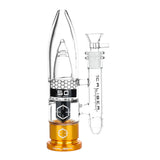 US Caliber Designs .50 Water Pipe in Gold, 9.25" Tall, 19mm Female Joint, Bullet-Shaped, Front View