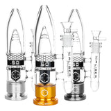 US Caliber Designs .50 Water Pipes in Gun Metal, Silver, and Gold, Group Front View with Bullet Design