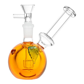 Juicy Orange Glycerin Bubbler - 4.75" 14mm Female - Front View with Clear Borosilicate Glass