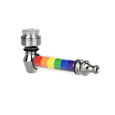 Pulsar Aluminum Hand Pipe in Rainbow - 3" Compact Size, Side View on White Background