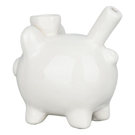 Ceramic Piggy Bank Pipe - 4.75" Novelty Hand Pipe Front View on White Background