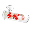 Shroom Party Glow In The Dark Glass Hand Pipe, 5.25", with Red Spotted Mushrooms