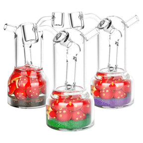 Trio of Mushroom Garden Glass Dab Rigs, 5.5" 14mm Female, in Various Colors with Borosilicate Glass