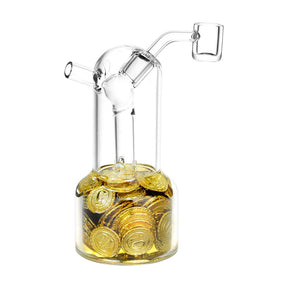 6" Crypto Currency Themed Glass Dab Rig with Bitcoin Design - Front View