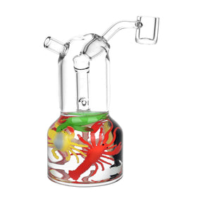 Sea Splendour Glass Dab Rig with colorful underwater design, 5.5" tall, 14mm female joint