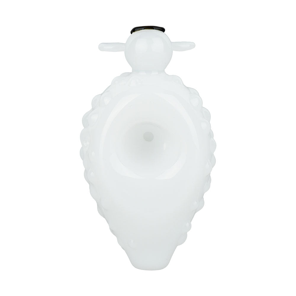 Woolly Sheep Glass Hand Pipe - 3.5" - Top View on Seamless White Background