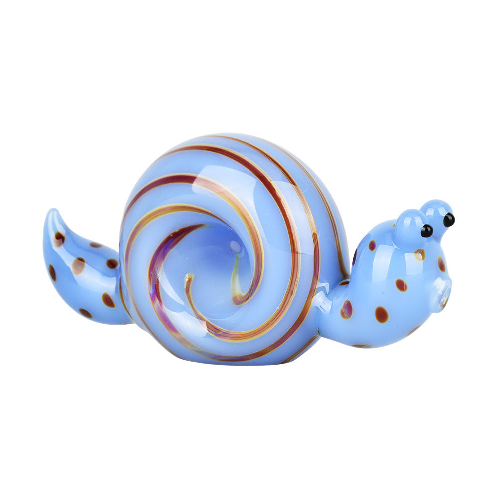 Colorful Spun Snail Glass Hand Pipe - 4" Borosilicate - Side View on White Background