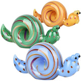 Spun Snail Glass Hand Pipes in assorted colors with intricate designs, 4-inch size, front view