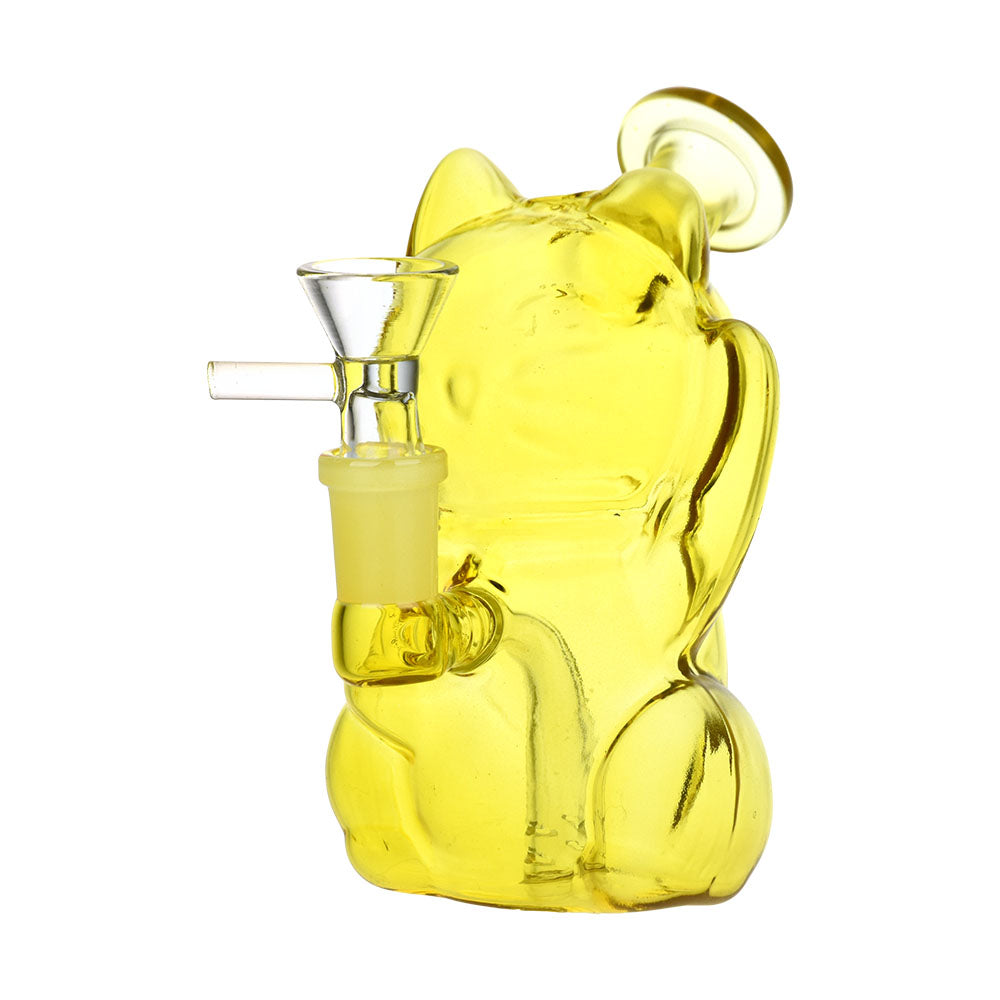 Purr Purr Pass Glass Water Pipe in Yellow - 4.75" 14mm Female - Borosilicate