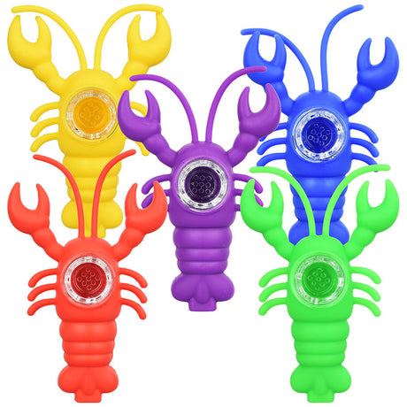 5PC Set of Creepin' Crawfish Silicone Hand Pipes by PieceMaker in Assorted Colors