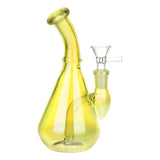 Aura Vibe Electroplated Glass Vase Water Pipe 7" in Yellow - 14mm Female Joint - Angled View