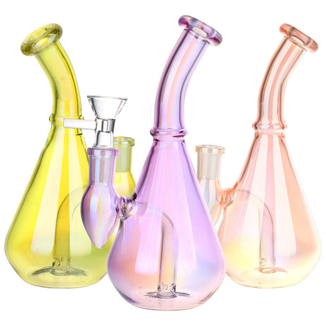 Aura Vibe Electroplated Glass Vase Water Pipes in assorted colors with a 14mm female joint, front view