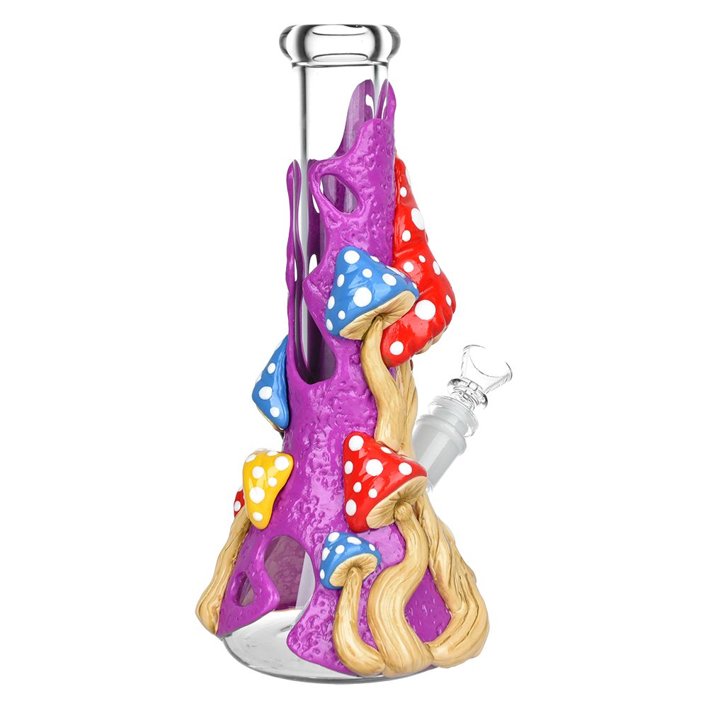 Vampire Fungus Beaker Water Pipe - 10" 14mm Female - Colorful Mushroom Design