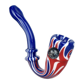 Oh, Beautiful Glass Sherlock Pipe - Patriotic Design with Deep Bowl - Side View