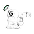 Glasshouse Bubble Glass Dab Rig - 4.5" 14mm Female - Clear with Green Accents, Side View