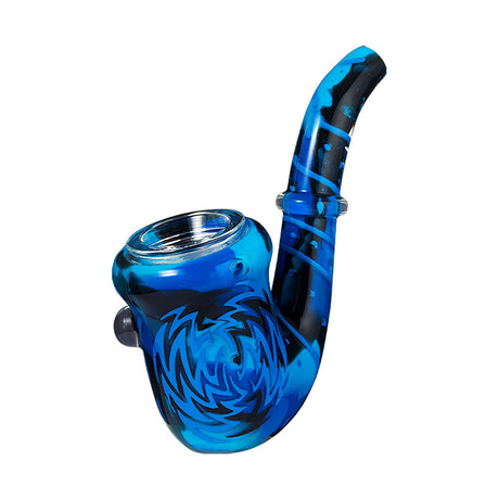 Eyce Oraflex Silicone Sherlock Pipe in Blue, 4.5" Size, Angled Side View, Durable & Portable