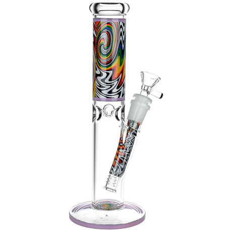 Lofty Visions Straight Tube Glass Water Pipe, 10" height, 14mm female joint, with colorful swirl patterns