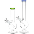 Spherical Splendor Water Pipes with Round Bottoms, 14mm Female Joint, Colored Accents, Front View