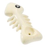 Wacky Bowlz Fish Skeleton Ceramic Hand Pipe - 4" Top View on White Background