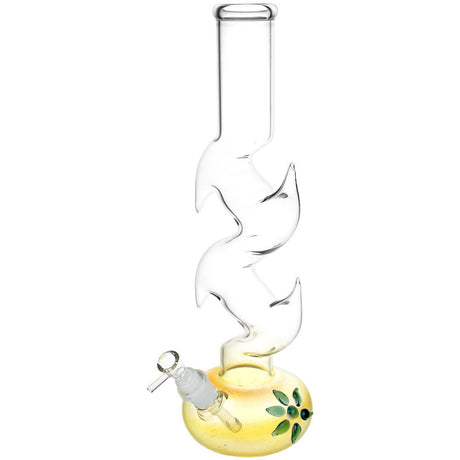 Floral Diablo Glass Water Pipe - 15.75" with 14mm Female Joint - Front View