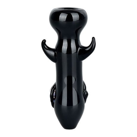 Smile Or Else Monster Chillum - 3.5" Hand Pipe in Black, Front View with Borosilicate Glass