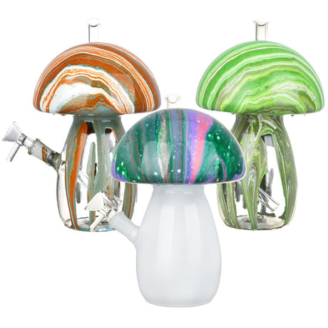 Dabtized Trippy Mushroom LED Water Pipes, 9", 14mm Female Joint, Colorful Borosilicate Glass