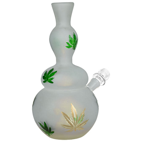 Hemp Leaf Frosted Soft Glass Water Pipe - 9" / 14mm F