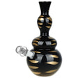 Smoking Parlor Soft Glass Water Pipe, 9 inch, 14mm Female Joint, Black with Gold Swirls, Front View