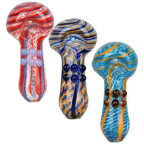 Glassic Lacey Pleasure Glass Spoon Pipes, 3.75", in Assorted Colors, Front View