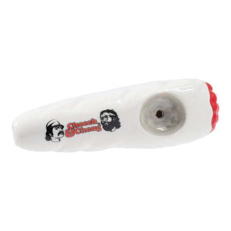 Cheech & Chong Wacky Bowlz Ceramic Pipe, 4", White with Red Accents, Top View