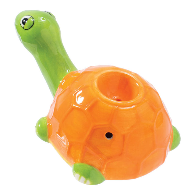 Wacky Bowlz Sea Turtle Ceramic Pipe - Top View with Intricate Detailing