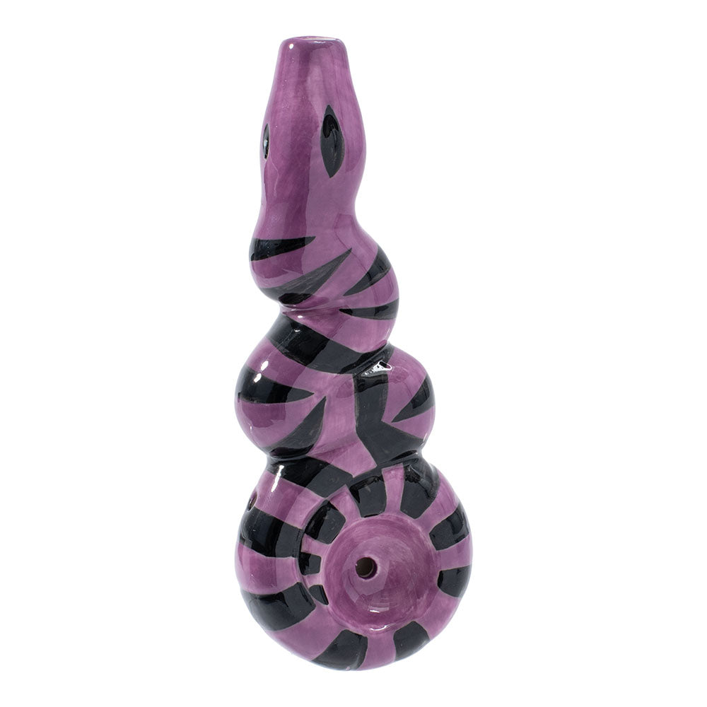 Wacky Bowlz Purple Snake Ceramic Pipe - 4.5"