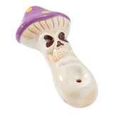 Wacky Bowlz Skull Mushroom Ceramic Pipe - 4" Top View with Intricate Details