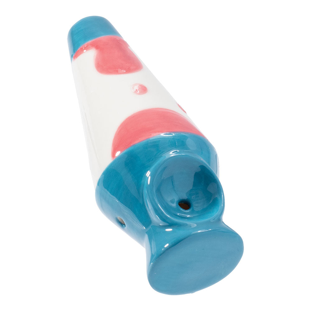 Wacky Bowlz Lava Lamp Ceramic Pipe - 3.75" with Retro Design - Angled View