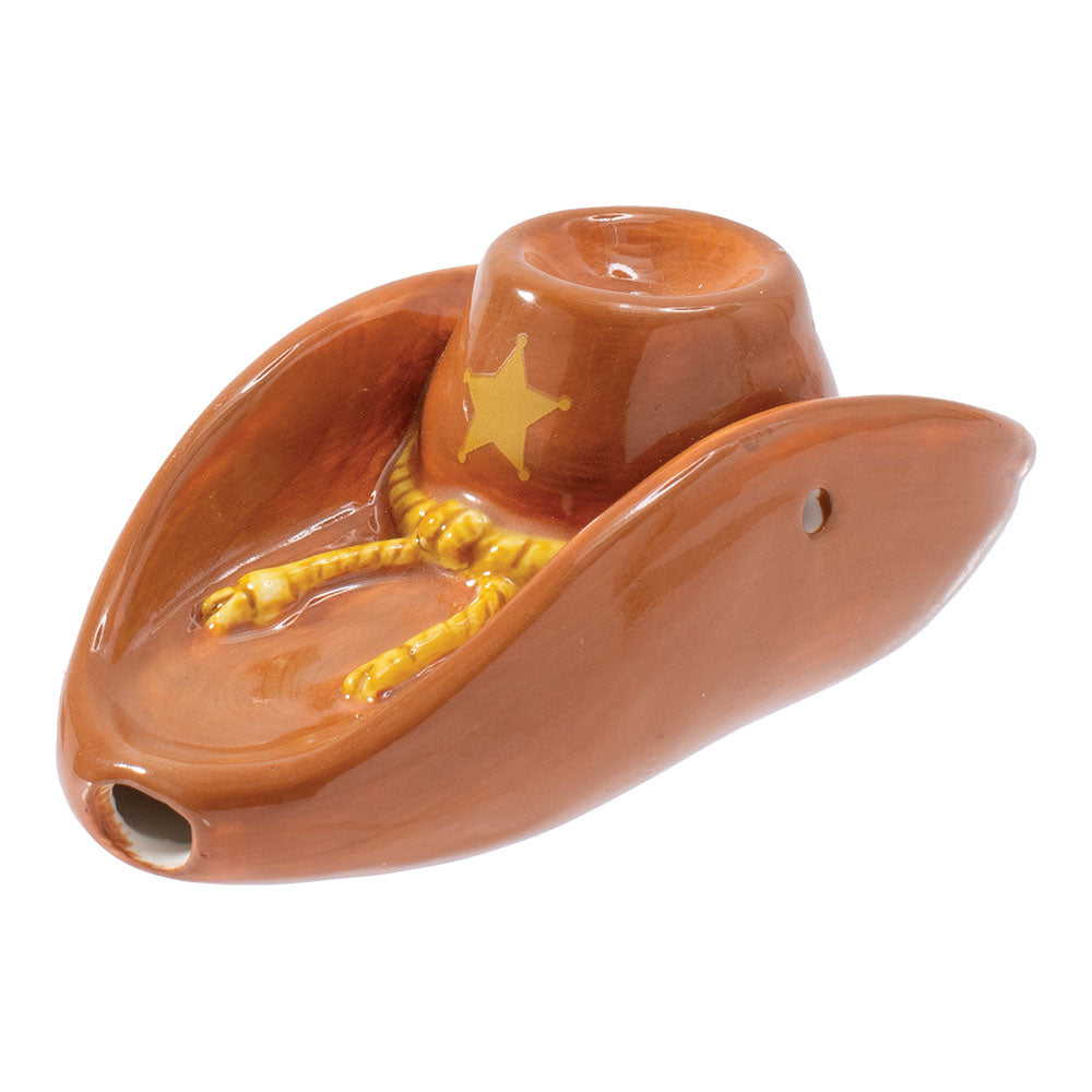 Wacky Bowlz Cowboy Hat Ceramic Pipe - 4"