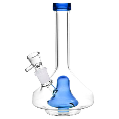 Wide Base Glass Water Pipe with Blue Accents and Borosilicate Glass - Front View