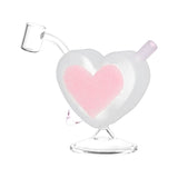 Heart Sparkles Glass Mini Rig with Quartz Bucket - 4.5" 10mm Female Joint, Front View